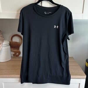 Under Armour Women's UA Tech Short Sleeve Shirt Black Active Lightweight Loose L
